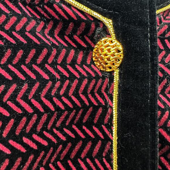 Vintage 80s Bonwit Teller Velvet‎ Floral Jacket Button Front Size M - Picture 8 of 10